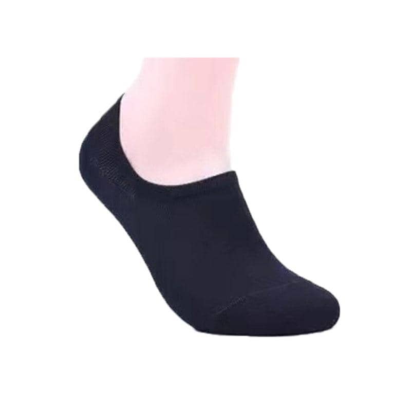 Low Cut No Show Bamboo Socks for Men, Non-Slip Heel Grip - Navy, 4 Pairs