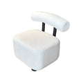 Low Rolling Stool with Curved Backrest, 32 x 32 x 26 cm - White