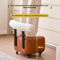 Low Rolling Stool with Curved Backrest, 32 x 32 x 26 cm - White - view 5