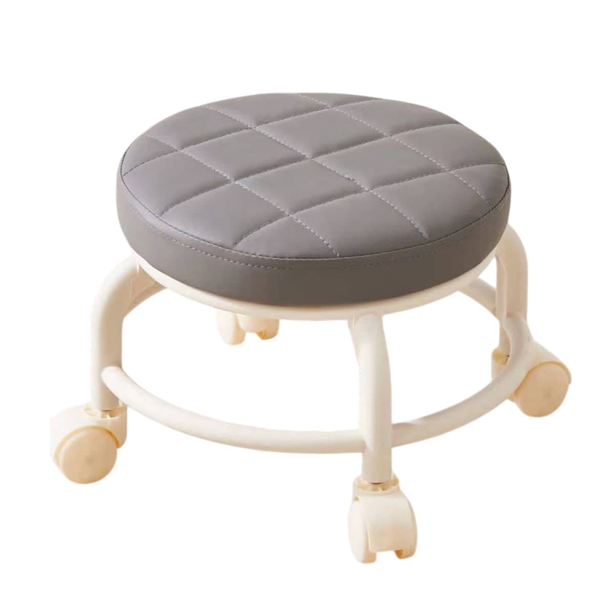 Low Round Rolling Stool with 360 Degree Swivel Wheels for Sewing and Desk Work - view 2