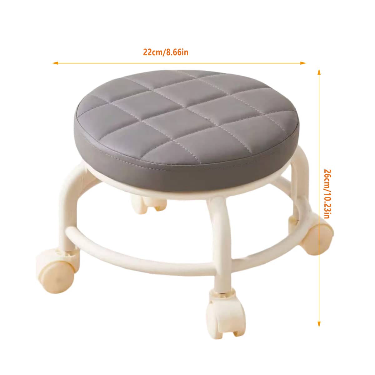 Low Round Rolling Stool with 360 Degree Swivel Wheels for Sewing and Desk Work - view 3