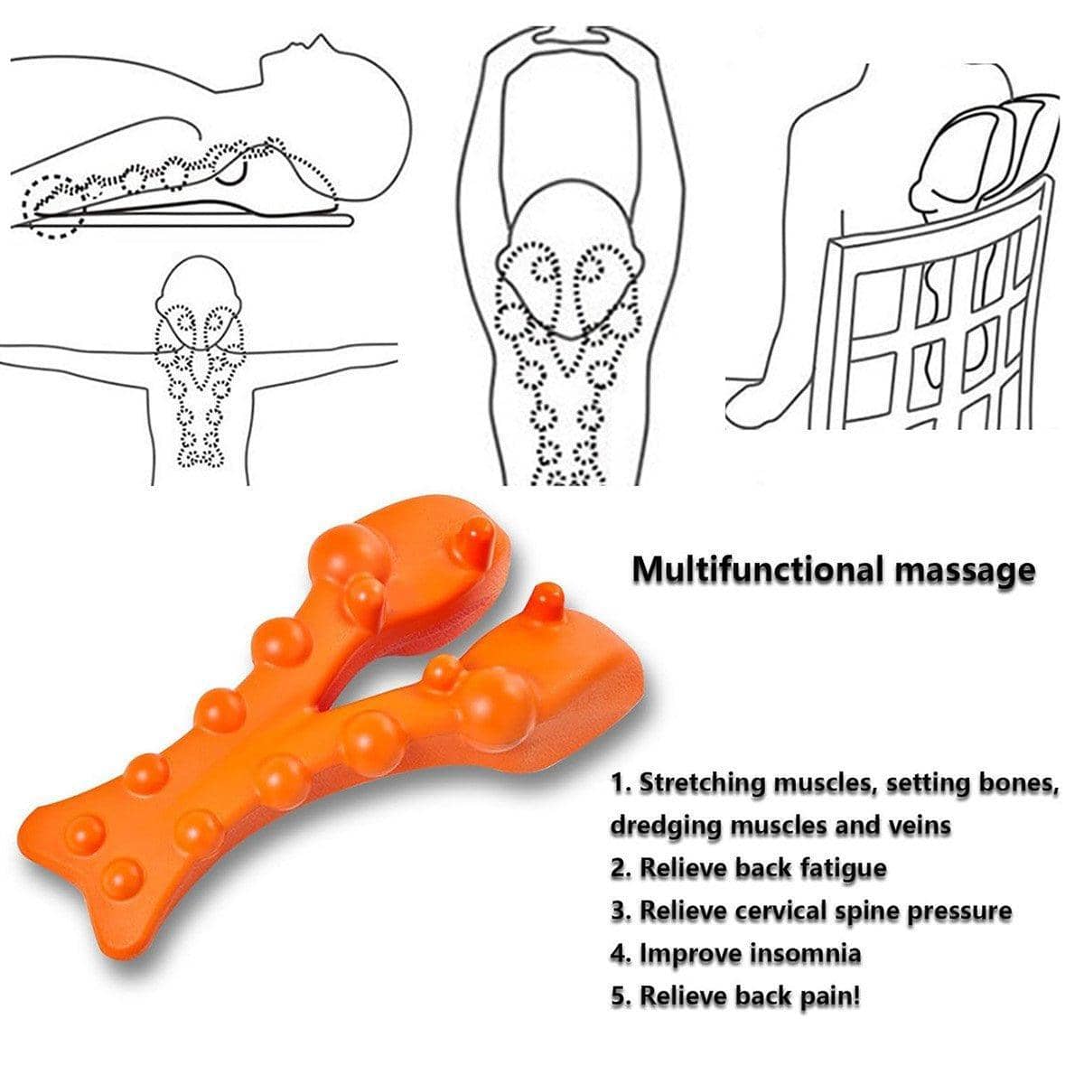 Lumbar Support Pillow with Textured Nodes for Back and Neck - Orange - view 5