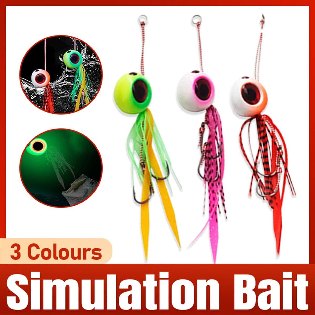 Luminous Fishing Lure with 3D Fisheye, Glow Bait for Night Fishing