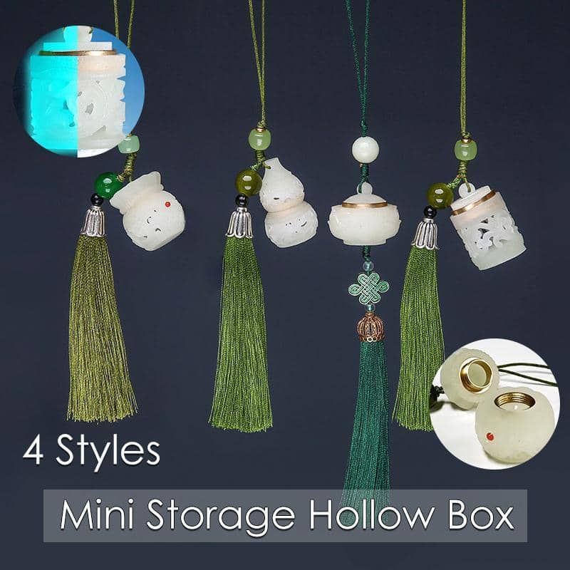 Luminous Stone Chinese Style Key Chain - Lotus Charm with Knot, Dark Green Tassel - view 2