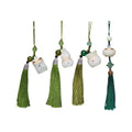 Luminous Stone Chinese Style Key Chain - Lucky Bag Charm with Red Dot, Olive Green Tassel - view 3