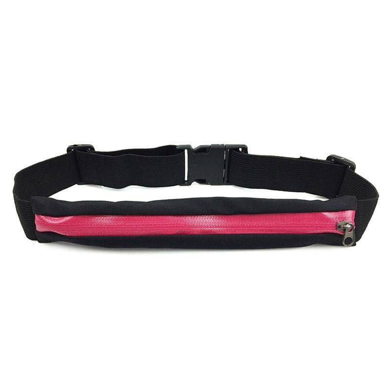Lycra Waist Running Belt Bum Bag with Zip Pocket - Rose Red