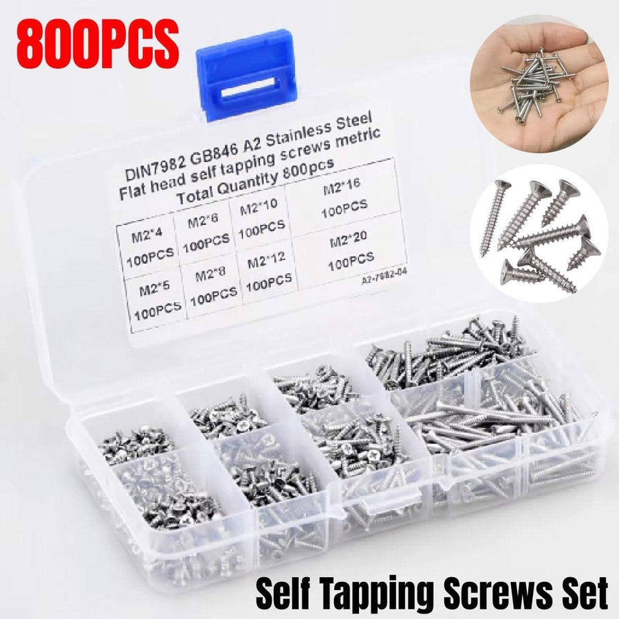 M2 Self Tapping Screw Assortment Kit, 800 Piece