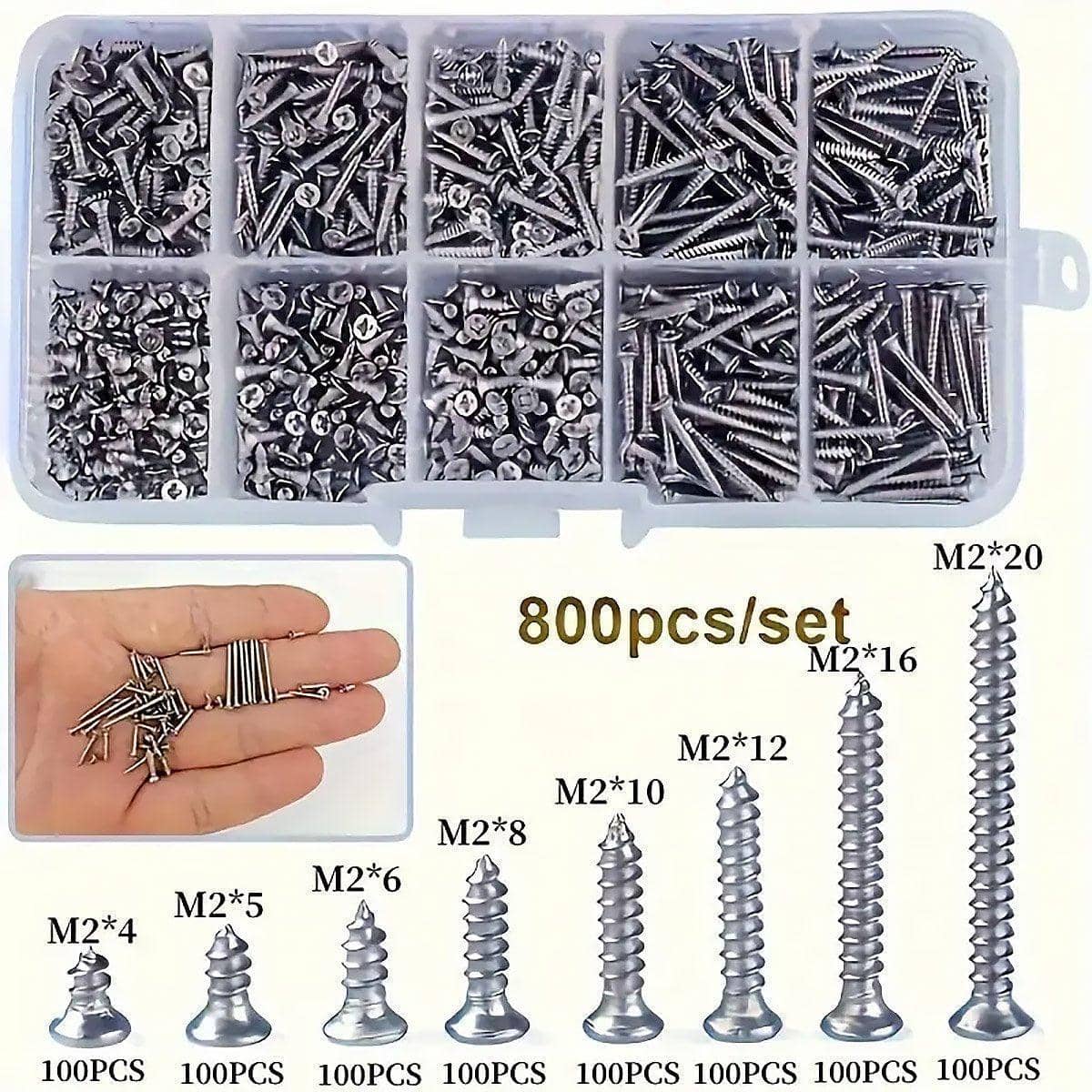 M2 Self Tapping Screw Assortment Kit, 800 Piece - view 5