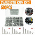 M3 M4 M5 304 Stainless Steel Hex Socket Button Head Bolts, Screws and Nuts Kit, Pack of 500