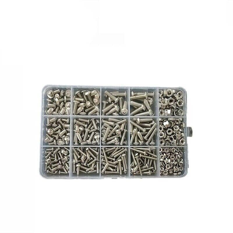 M3 M4 M5 304 Stainless Steel Hex Socket Button Head Bolts, Screws and Nuts Kit, Pack of 500 - view 2