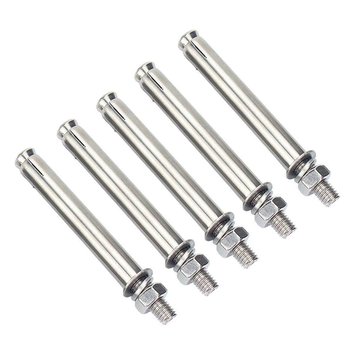 M6 Stainless Steel Hex Head Expansion Anchor Bolts - 80 mm Length, Pack of 5