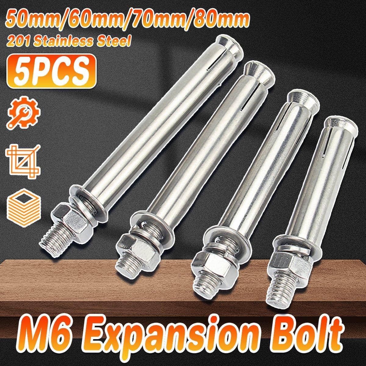 M6 Stainless Steel Hex Head Expansion Anchor Bolts - 80 mm Length, Pack of 5 - view 2