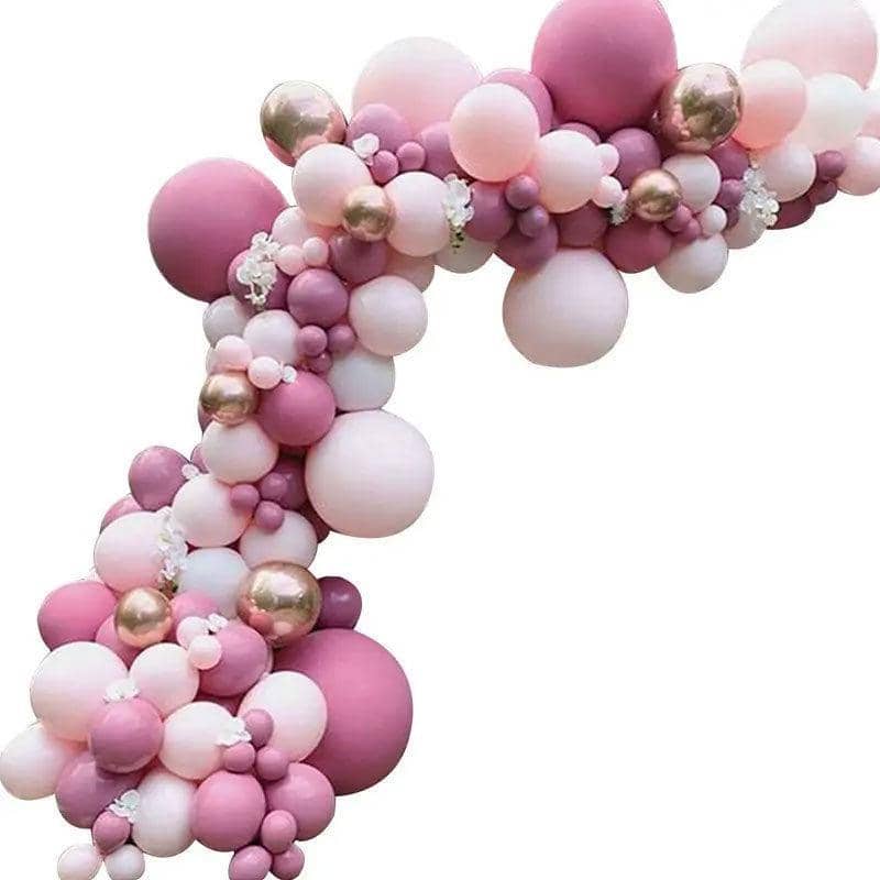 Macaron Balloon Arch Garland Kit - Dusty Pink and Light Pink, Pack of 128