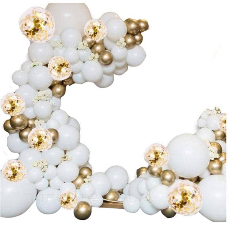Macaron Balloon Arch Garland Kit - Gold and White, Pack of 120