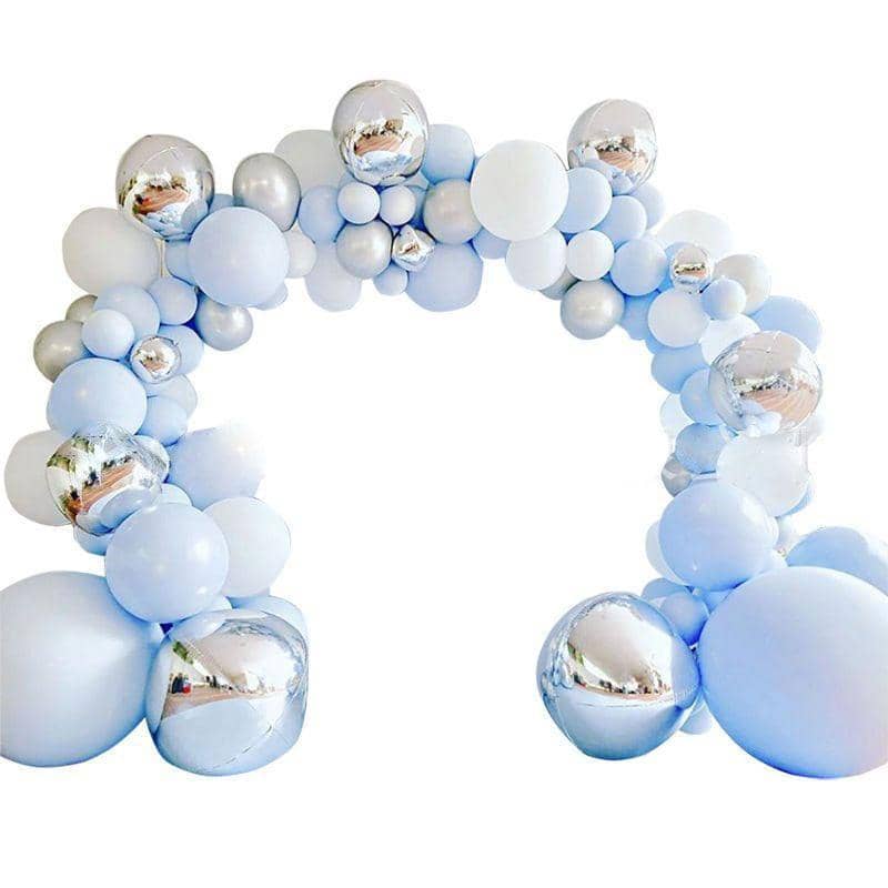Macaron Balloon Arch Garland Kit - Light Blue and Silver, Pack of 139