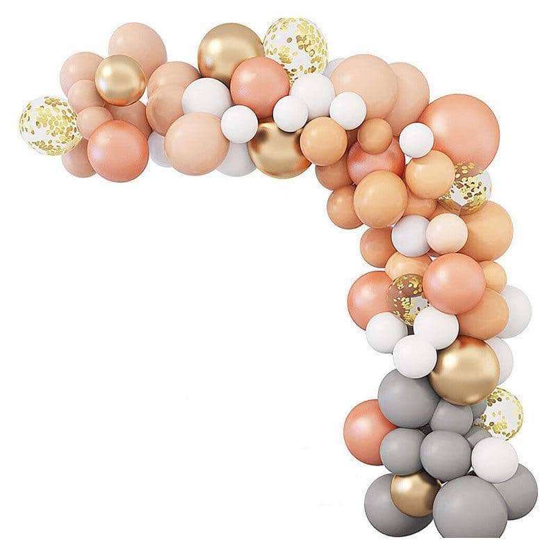 Macaron Balloon Arch Garland Kit - Peach and Grey, Pack of 129
