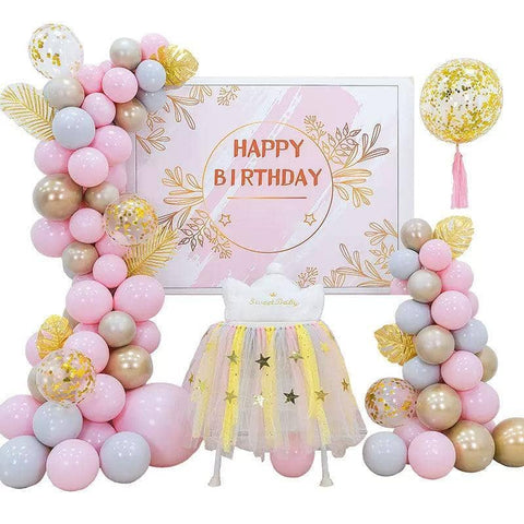Macaron Balloon Arch Garland Kit - Pink, Grey and Champagne, Pack of 81