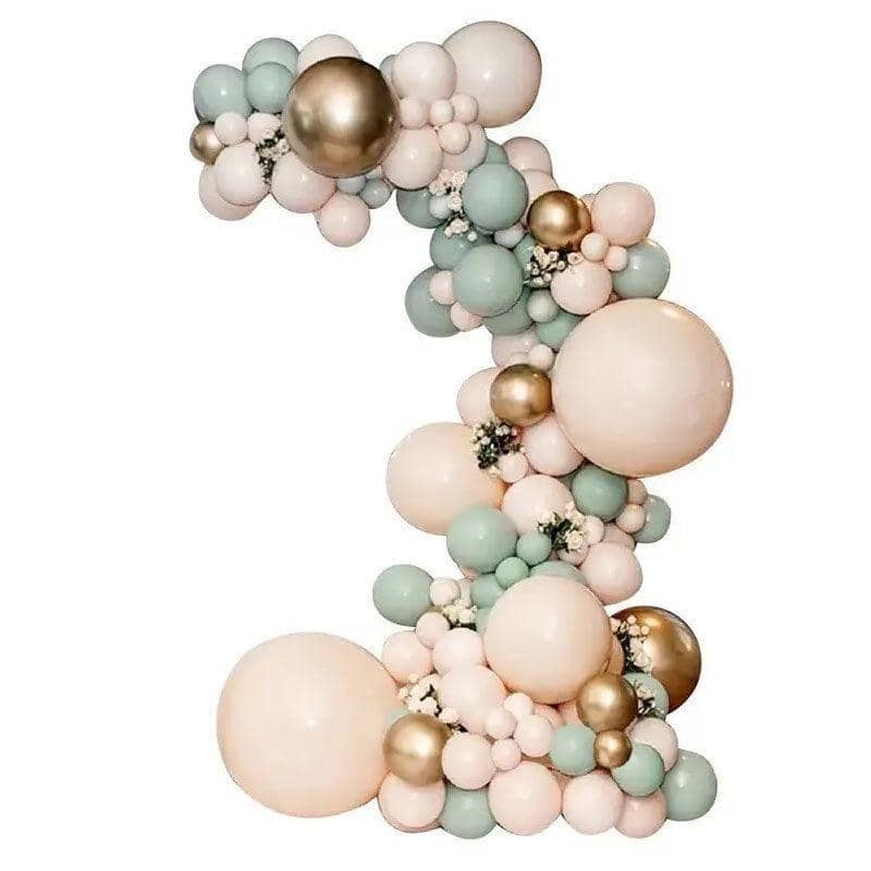 Macaron Balloon Arch Garland Kit - Sage Green and Peach, Pack of 117