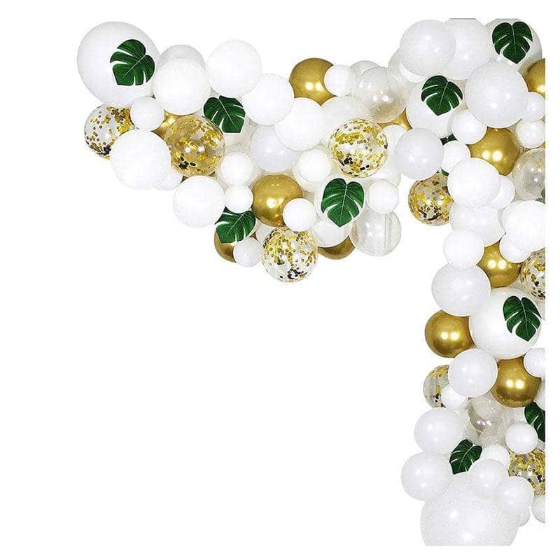 Macaron Balloon Arch Garland Kit - White and Gold, Pack of 96