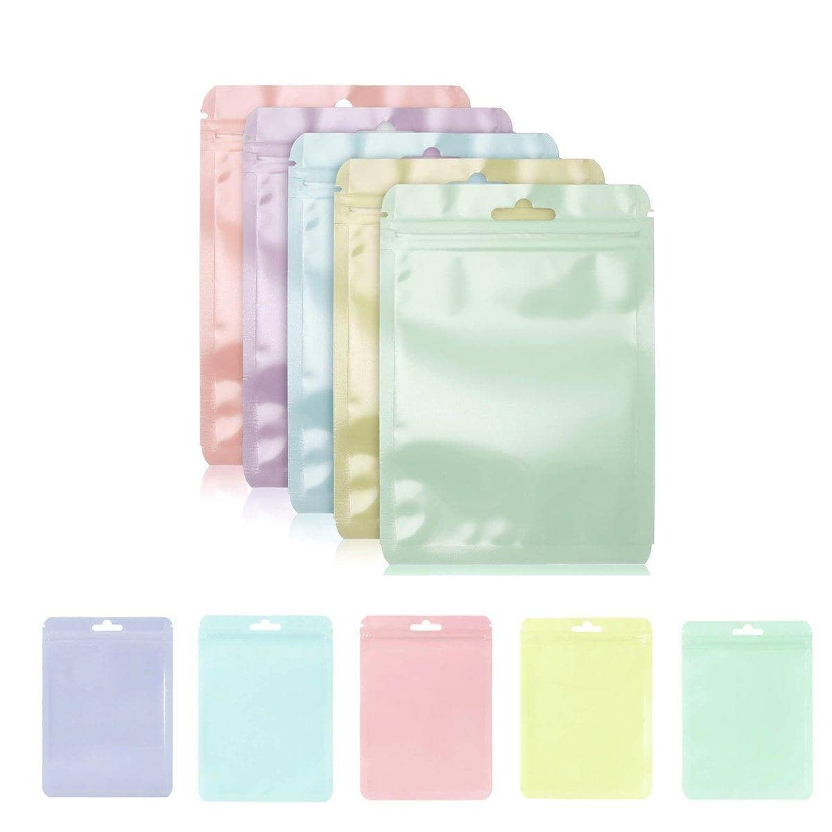 Macaron Zip Lock Bags, Pack of 100 - Pastel Pink, 10 x 13 cm - view 3