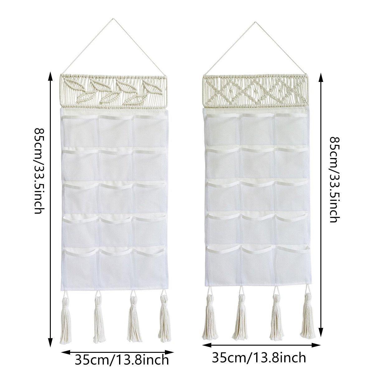 Macrame Hanging Storage Bag with 15 Mesh Pockets - Diamond Pattern - view 4