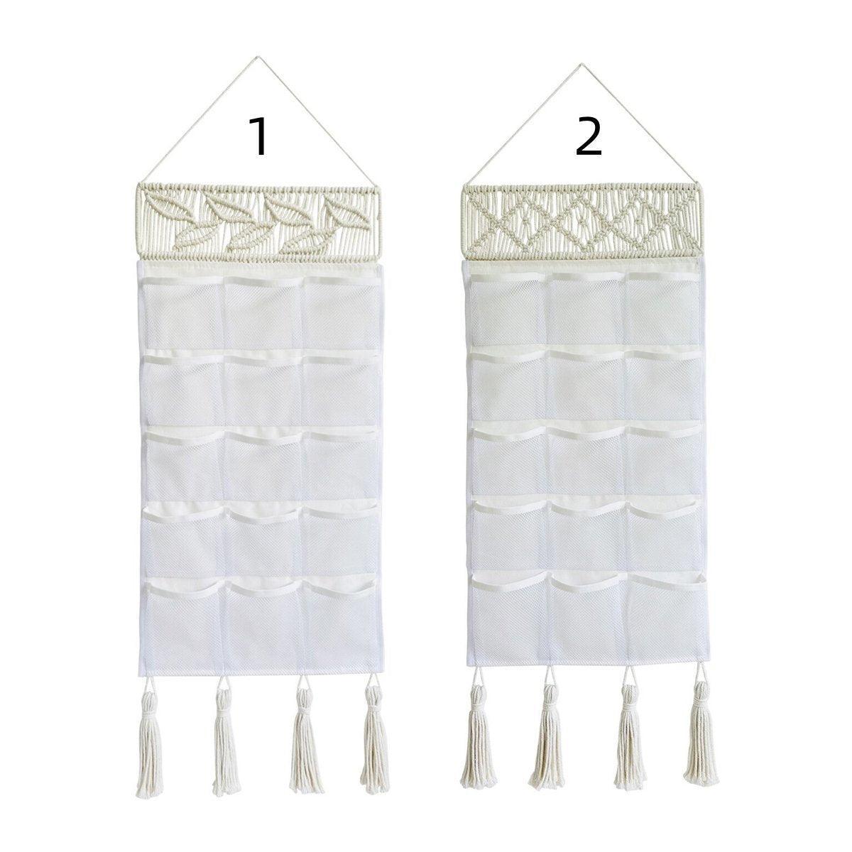 Macrame Hanging Storage Bag with 15 Mesh Pockets - Diamond Pattern - view 5