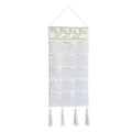 Macrame Hanging Storage Bag with 15 Mesh Pockets - Leaf Pattern