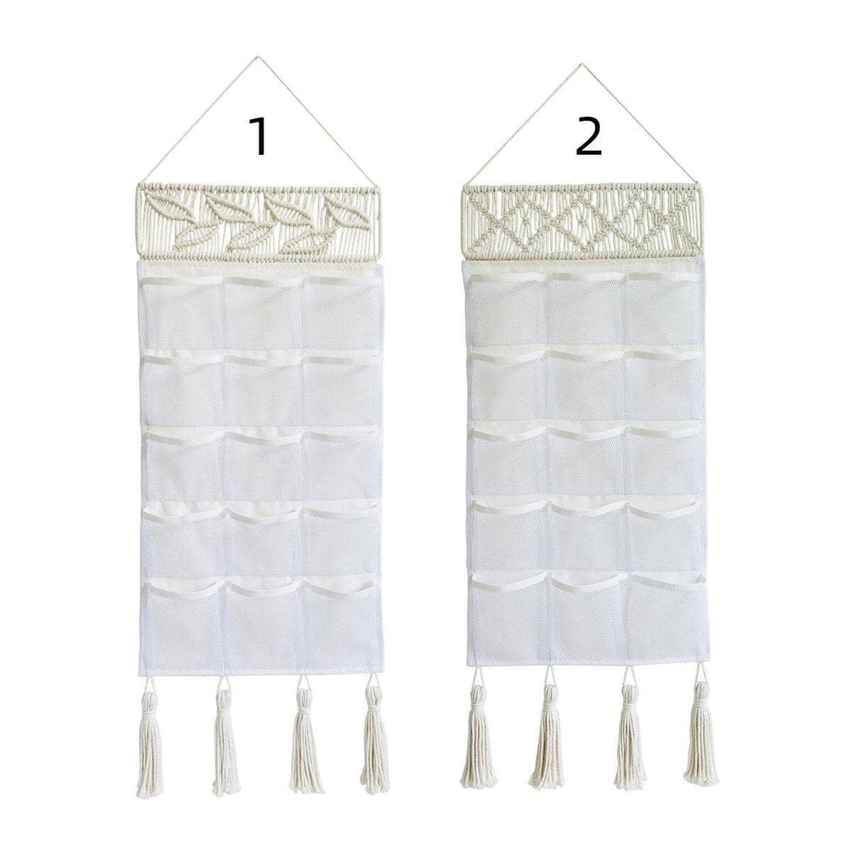 Macrame Hanging Storage Bag with 15 Mesh Pockets - Leaf Pattern - view 5