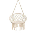 Macrame Hanging Swing Chair with Tassels, Cotton Rope and Steel Frame - view 2