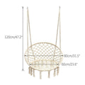 Macrame Hanging Swing Chair with Tassels, Cotton Rope and Steel Frame - view 3