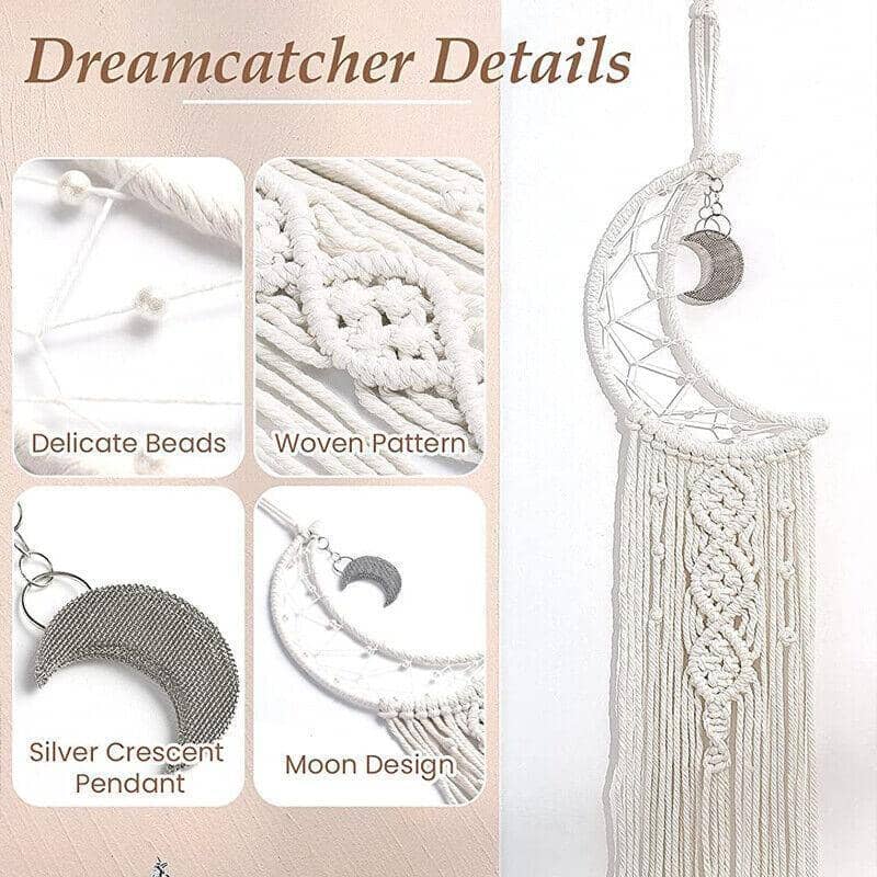Macrame Moon Dream Catcher Wall Hanging, Beige, 96 cm - view 4