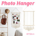 Macrame Photo Display with 30 Wood Clips, Cotton Rope, 40 x 68 cm