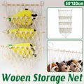 Macrame Wall Storage Rack Cotton Rope off-White Adjustable Height, 50 x 120 cm