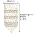 Macrame Wall Storage Rack Cotton Rope off-White Adjustable Height, 50 x 120 cm - view 3