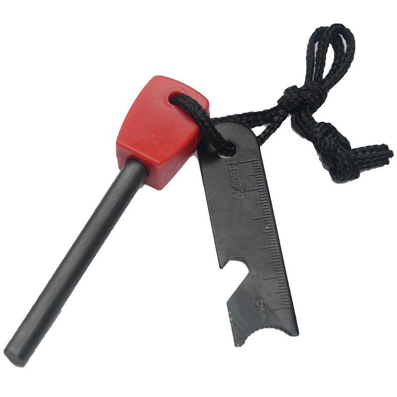 Magnesium Flint Rod Fire Starter with Scraper - Red