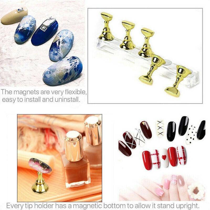 Magnetic Acrylic Nail Art Display Stand with Tip Holders - Silver - view 5