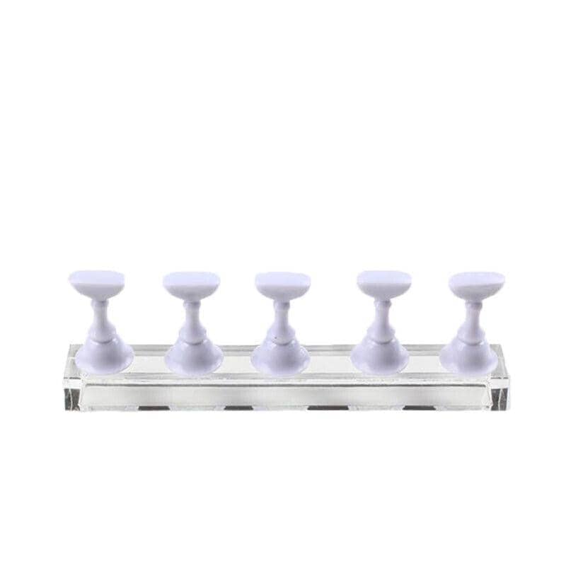 Magnetic Acrylic Nail Art Display Stand with Tip Holders - White
