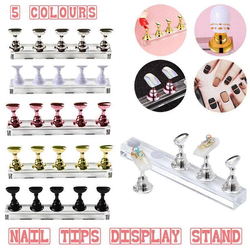 Magnetic Acrylic Nail Art Display Stand with Tip Holders - White - view 2