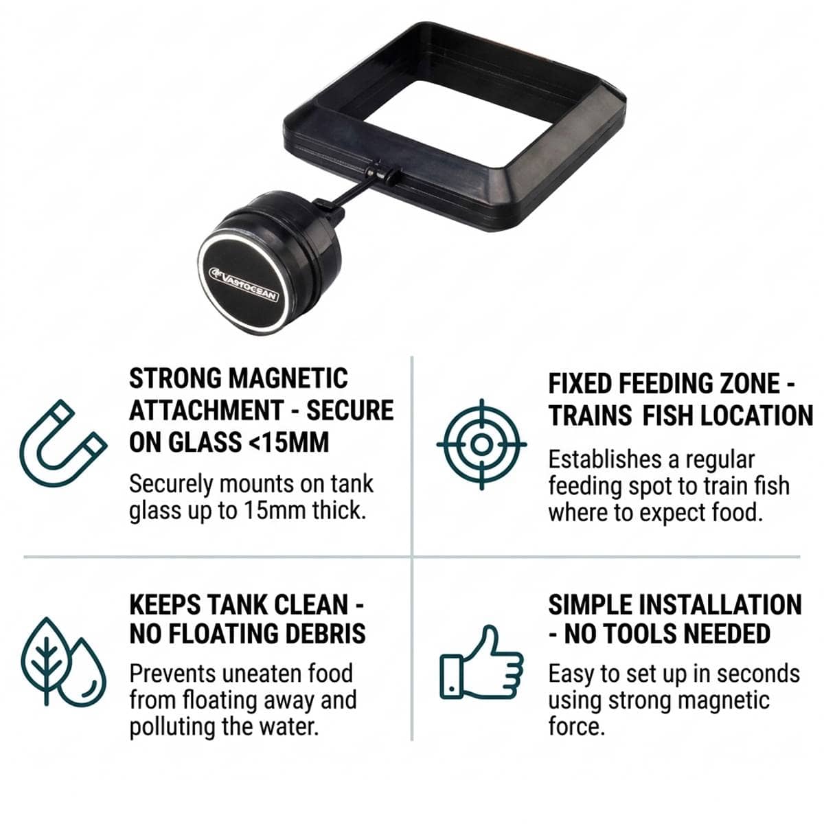 Magnetic Aquarium Feeding Ring Floating Black Square Fish Feeder - view 4