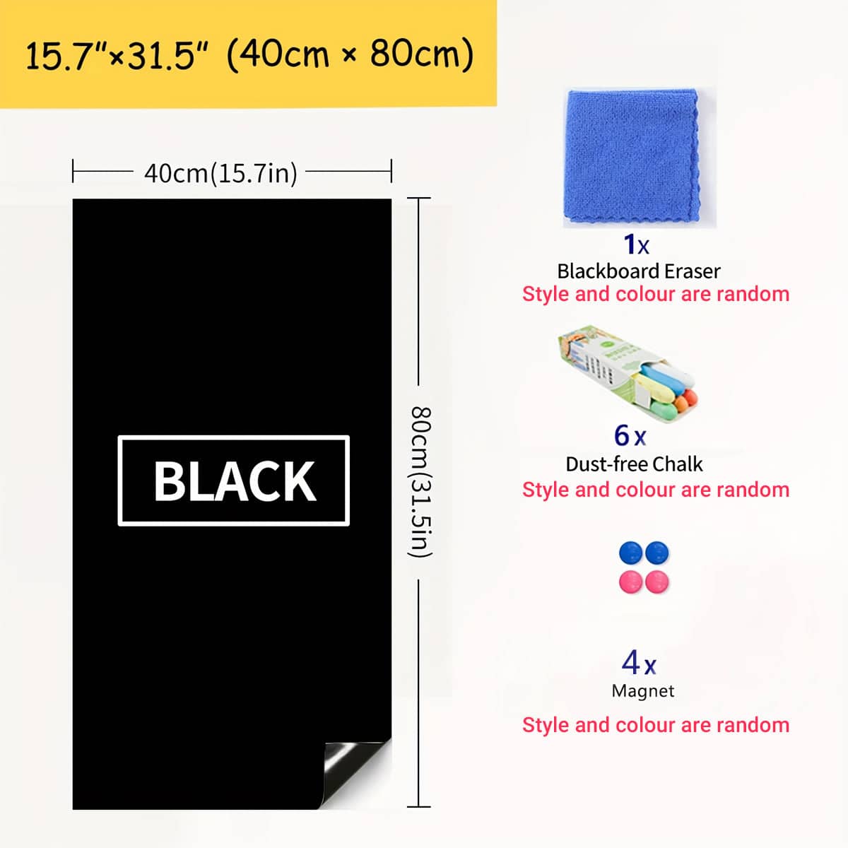 Magnetic Blackboard Sticker, Reusable and Cuttable - Black, 40 x 80 cm - view 3