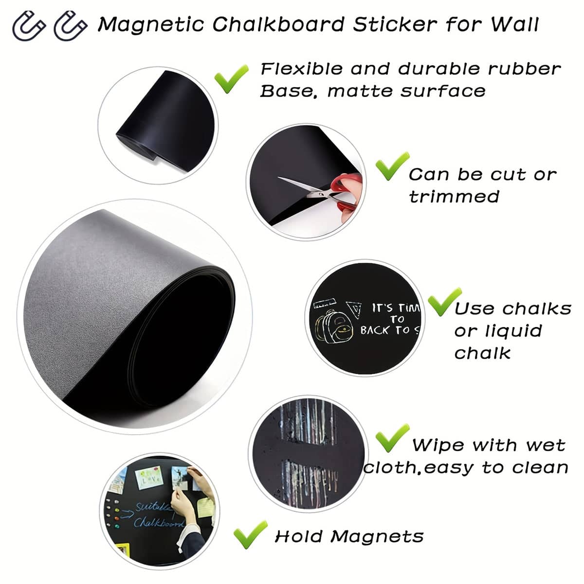 Magnetic Blackboard Sticker, Reusable and Cuttable - Black, 40 x 80 cm - view 5