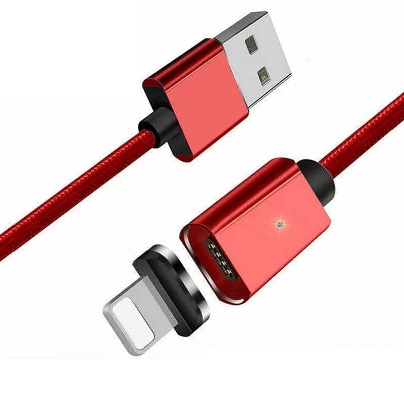Magnetic Charging and Data Cable for iPhone, Braided Nylon - Red, 1 m