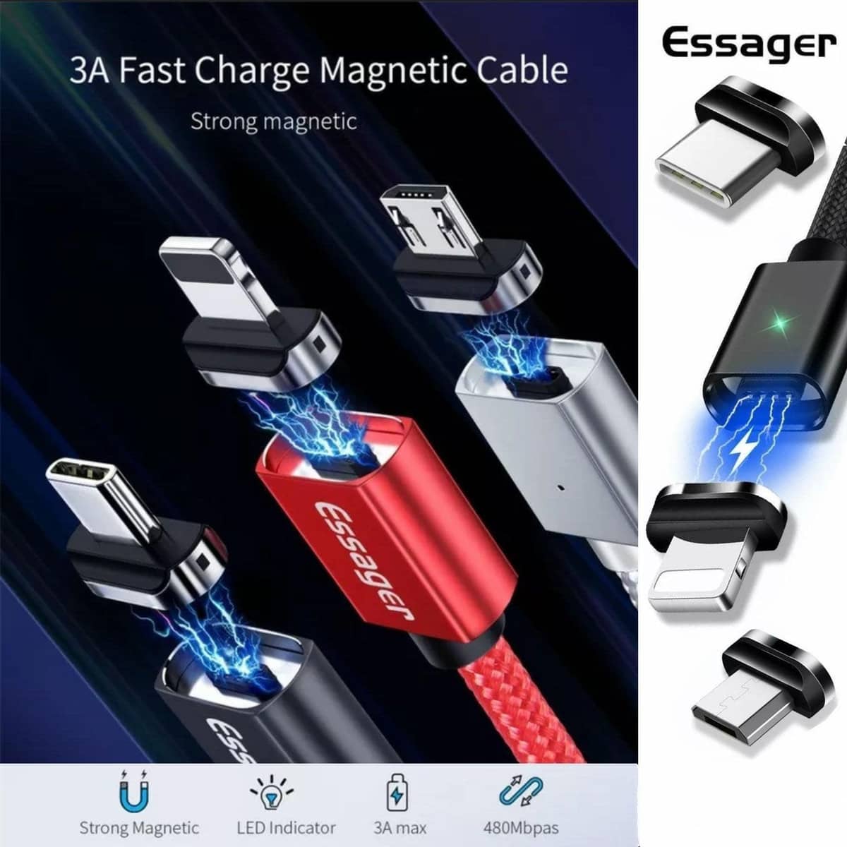 Magnetic Charging Data Cable for iPhone - Black, 2 m (6 ft) - view 2