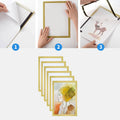 Magnetic Display Frame Set of 6, A3 Wall Mount Sign Holder, Reusable Gold Border - view 4