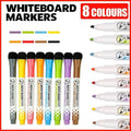 Magnetic Dry Erase Whiteboard Markers, Set of 8 Colours with Eraser Caps