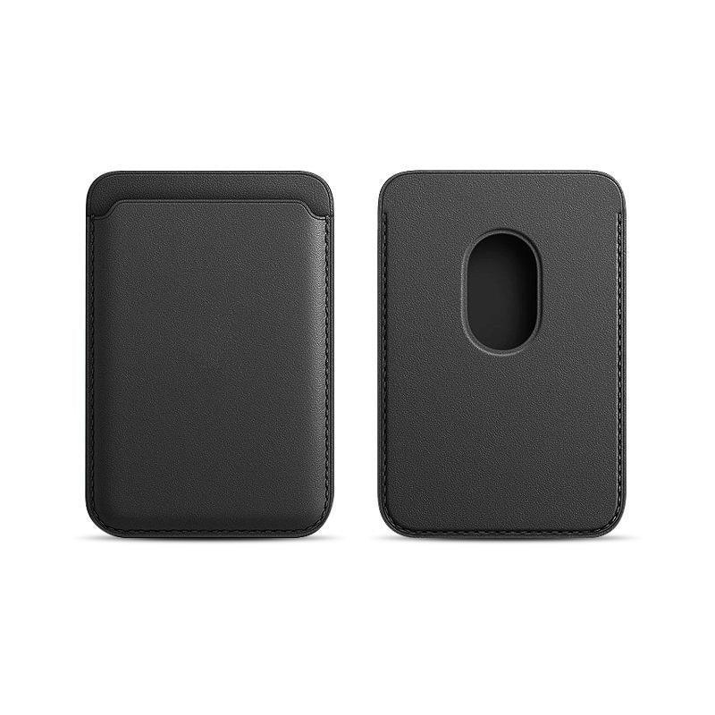 Magnetic Faux Leather Phone Card Holder - Black