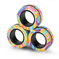Magnetic Finger Spinner Rings, Set of 3 - Pastel Rainbow Swirl