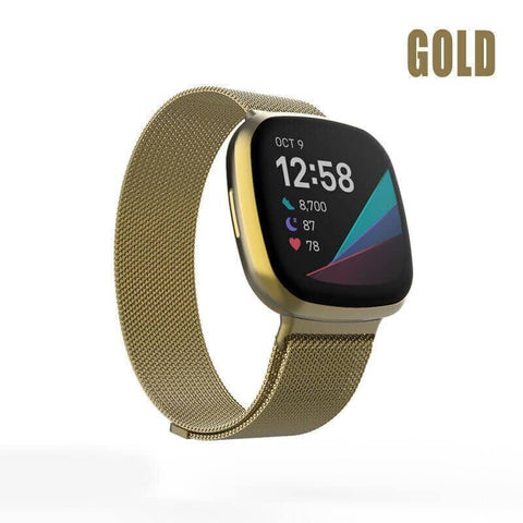 Magnetic Mesh Watch Band for Fitbit Versa, Versa 2 and Versa Lite - Gold
