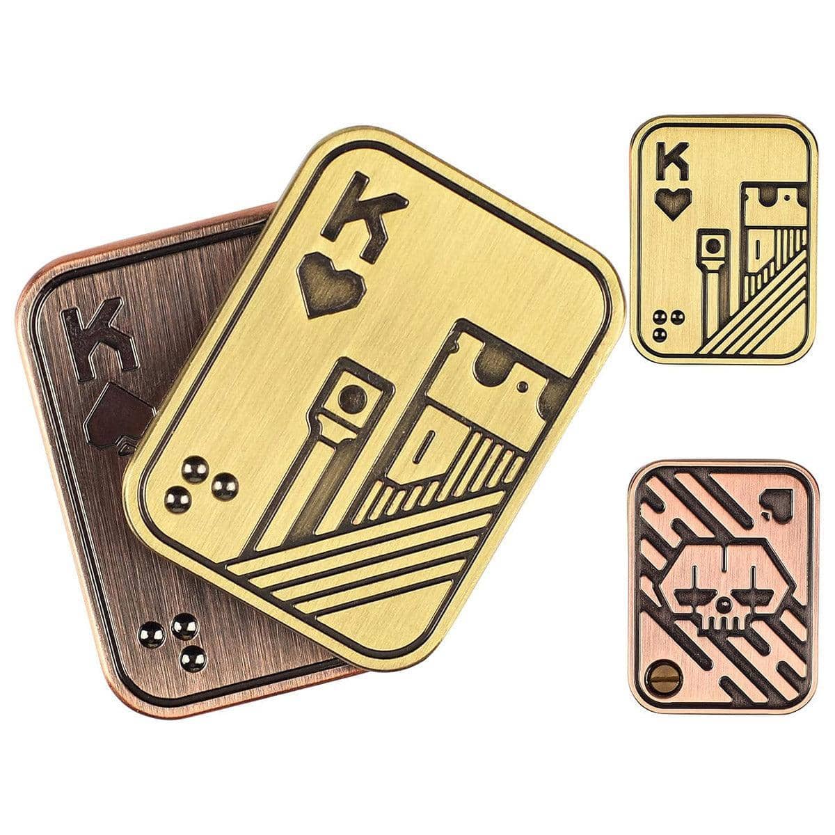 Magnetic Metal Fidget Slider with Playing Card Design - Bronze