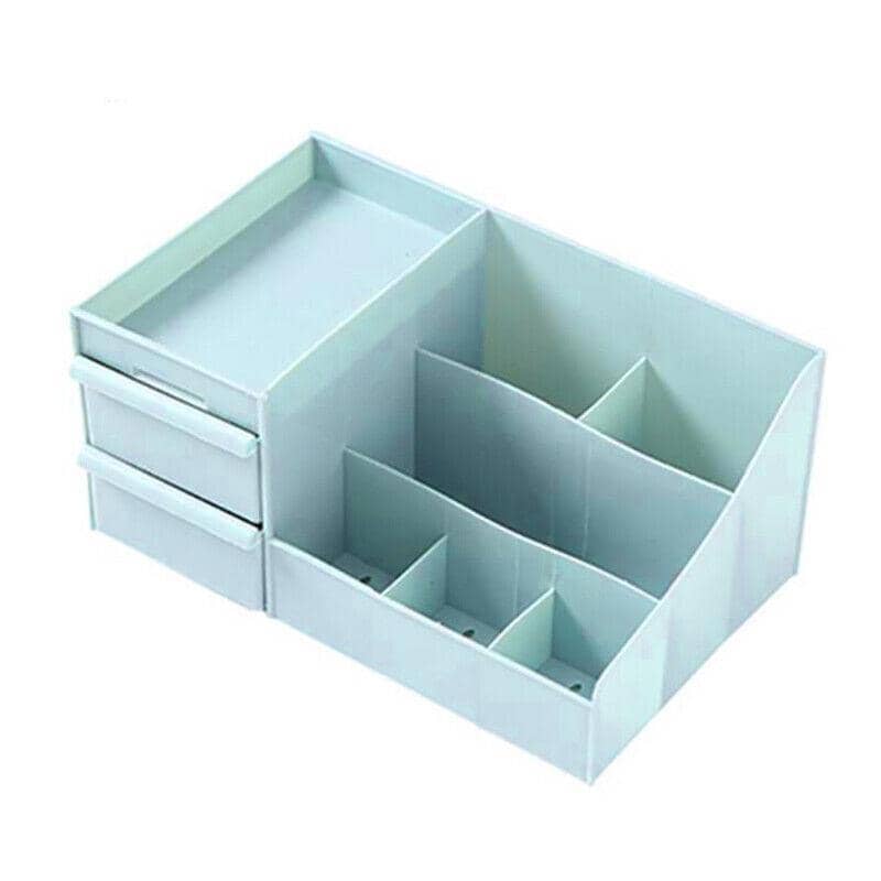 Makeup Organiser with Drawers and Open Compartments - Blue